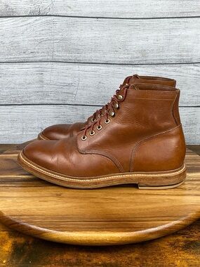 Grant Stone Diesel Saddle Tan Leather Plain Toe Boot Men’s Size 10 D